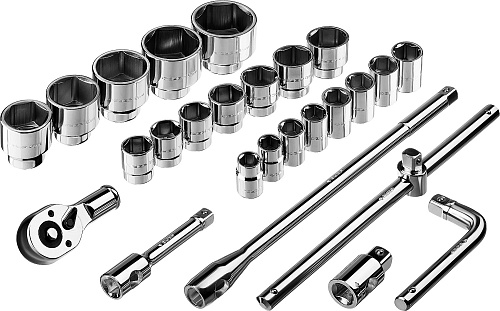 Набор головок торцевых 21-65 мм (3/4", 1") 26 предм. ЗУБР Профессионал НКТ-26 Набор головок торцевых 21-65 мм (3/4", 1") 26 предм. ЗУБР Профессионал НКТ-26