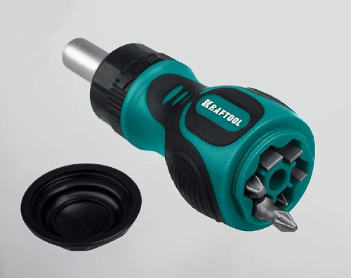 Отвертка реверсивная с насадками 6 предм KRAFTOOL Kompakt-6 Отвертка реверсивная с насадками 6 предм KRAFTOOL Kompakt-6