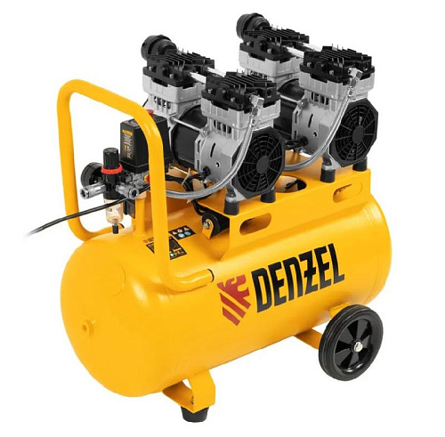 Компрессор безмасляный 50 л, 1,5 кВт (2х0,75), 260 л/мин, 8 бар,230В, малошумный Denzel DLS 1500/50 Компрессор безмасляный 50 л, 1,5 кВт (2х0,75), 260 л/мин, 8 бар,230В, малошумный Denzel DLS 1500/50