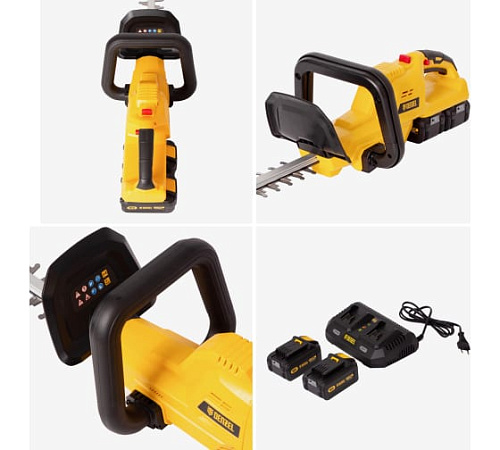 Кусторез аккумуляторный 36 В (2*18 В), Li-Ion, 4 Ач, нож 510 мм, поворотная ручка Denzel RBC510-36 Кусторез аккумуляторный 36 В (2*18 В), Li-Ion, 4 Ач, нож 510 мм, поворотная ручка Denzel RBC510-36