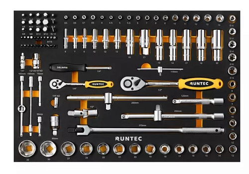 Тележка инструментальная 7 полок, 259 предм, с аккум. гайковертом RUNTEC Performance Тележка инструментальная 7 полок, 259 предм, с аккум. гайковертом RUNTEC Performance