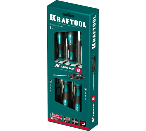 Набор отверток 6 шт в коробке KRAFTOOL Х-Drive-6 Набор отверток 6 шт в коробке KRAFTOOL Х-Drive-6
