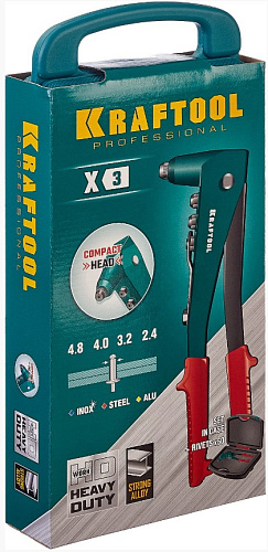 Заклепочник 2,4-4,8 мм литой корпус, в кейсе KRAFTOOL X-3 Заклепочник 2,4-4,8 мм литой корпус, в кейсе KRAFTOOL X-3