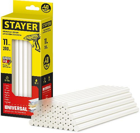 Стержень клеевой 11*200 мм, 40 шт, универсальные STAYER Universal Стержень клеевой 11*200 мм, 40 шт, универсальные STAYER Universal