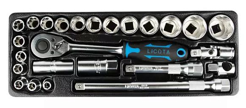 Набор головок торцевых 8-32 мм (1/2") Super Lock, 25 предм., в ложементе Licota Набор головок торцевых 8-32 мм (1/2") Super Lock, 25 предм., в ложементе Licota