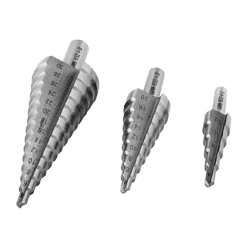 Набор сверел ступенчатых 4-12, 4-20, 4-30 мм, HSS-Co5 GARWIN Набор сверел ступенчатых 4-12, 4-20, 4-30 мм, HSS-Co5 GARWIN