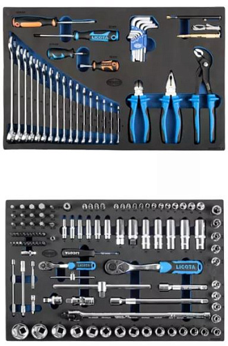 Набор инструмента 144 предм (1/4", 1/2") 6-гран. в ложементе EVA Licota Набор инструмента 144 предм (1/4", 1/2") 6-гран. в ложементе EVA Licota