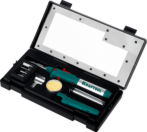 Паяльник газовый 30-120 Вт, 1300°С горелка, фен, пьезоподжиг, набор 10 в 1 KRAFTOOL SolderGas Паяльник газовый 30-120 Вт, 1300°С горелка, фен, пьезоподжиг, набор 10 в 1 KRAFTOOL SolderGas