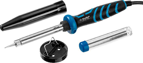 Паяльник 220 В/ 40 Вт с керамическим нагревателем, конус, припой и подставка в наборе ЗУБР Паяльник 220 В/ 40 Вт с керамическим нагревателем, конус, припой и подставка в наборе ЗУБР