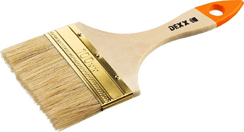 Кисть плоская 100 мм (3") натуральная щетина, деревянная ручка DEXX Кисть плоская 100 мм (3") натуральная щетина, деревянная ручка DEXX