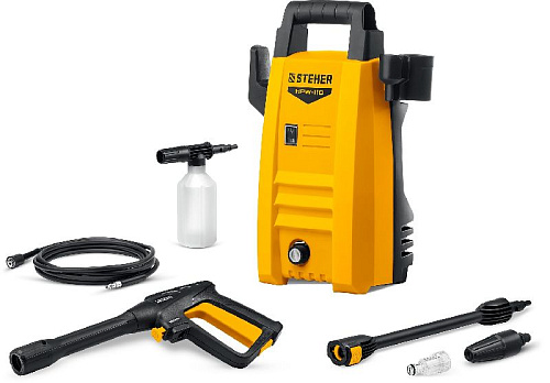 Минимойка электрическая 1400 Вт, 110 Атм, 370 л/ч, без колес STEHER Минимойка электрическая 1400 Вт, 110 Атм, 370 л/ч, без колес STEHER