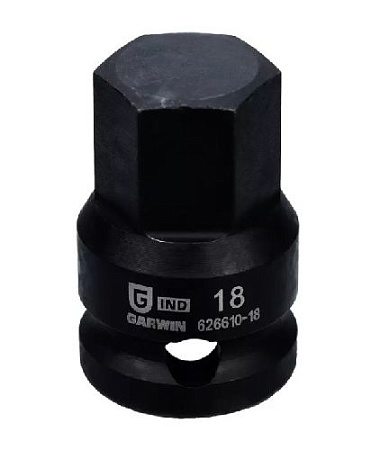Головка торцевая ударная HEX 1/2" H18 мм L=38 мм Garwin Головка торцевая ударная HEX 1/2" H18 мм L=38 мм Garwin