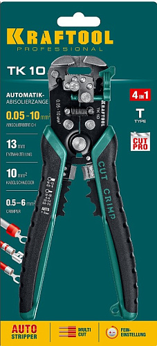 Клещи для обжимки клемм и снятия изоляции “стриппер” KRAFTOOL TK-10 Клещи для обжимки клемм и снятия изоляции “стриппер” KRAFTOOL TK-10
