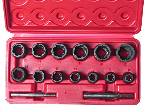 Набор головок для скругленного крепежа 1/2", 3/8", 8-21 мм (15 предм) JTC Набор головок для скругленного крепежа 1/2", 3/8", 8-21 мм (15 предм) JTC