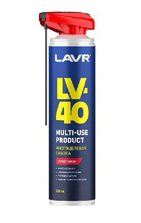 Смазка многоцелевая проникающая 520 мл, мощный спрей LAVR LV-40 Смазка многоцелевая проникающая 520 мл, мощный спрей LAVR LV-40