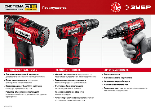 Дрель-шуруповерт аккумуляторная 12 В, 30 Нм, 1*2 Ач ЗУБР Мастер Дрель-шуруповерт аккумуляторная 12 В, 30 Нм, 1*2 Ач ЗУБР Мастер