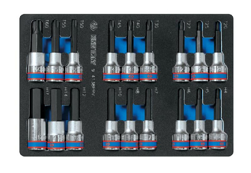 Набор насадок торцевых 1/2", Torx, Hex, L = 80 мм, ложемент, 18 предметов KING TONY 9-4138PRV Набор насадок торцевых 1/2", Torx, Hex, L = 80 мм, ложемент, 18 предметов KING TONY 9-4138PRV