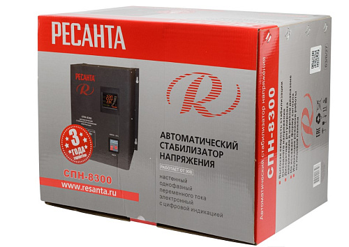 Стабилизатор напряжения навесной 8300 ВА, 90-260 В, погрешность 7% Ресанта СПН 8300 Стабилизатор напряжения навесной 8300 ВА, 90-260 В, погрешность 7% Ресанта СПН 8300