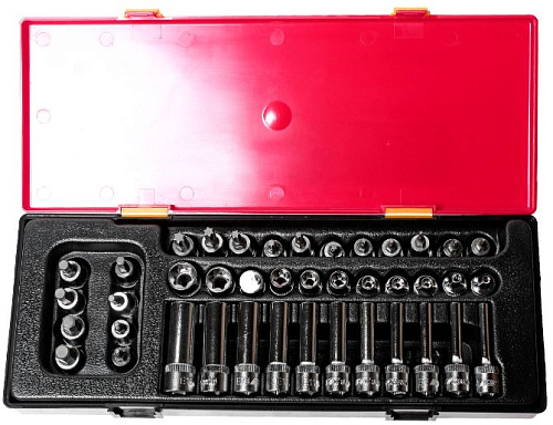 Набор головок торцевых 3/8" "Е - профиль", 41 предм. в ложемент-кейсе JTC Набор головок торцевых 3/8" "Е - профиль", 41 предм. в ложемент-кейсе JTC