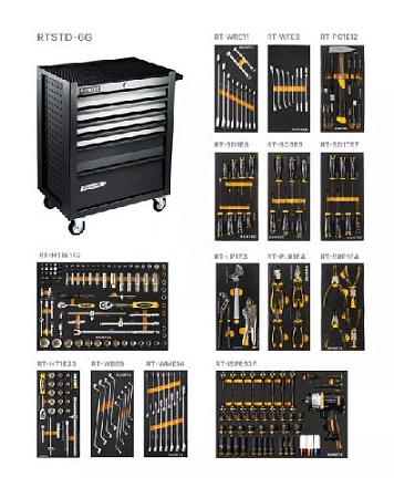 Тележка инструментальная 6 полок, 273 предм RUNTEC Standart Тележка инструментальная 6 полок, 273 предм RUNTEC Standart
