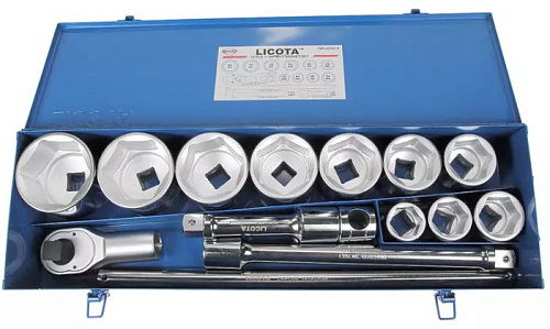 Набор головок торцевых 36-80 мм (1") 6 гр., 15 предм. Licota Набор головок торцевых 36-80 мм (1") 6 гр., 15 предм. Licota