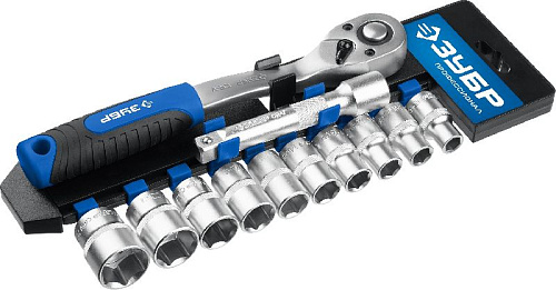 Набор головок торцевых 10-24 мм (1/2") 6-гр., 12 предм. ЗУБР Профессионал Набор головок торцевых 10-24 мм (1/2") 6-гр., 12 предм. ЗУБР Профессионал