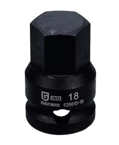 Головка торцевая ударная HEX 1/2" H18 мм L=38 мм Garwin Головка торцевая ударная HEX 1/2" H18 мм L=38 мм Garwin