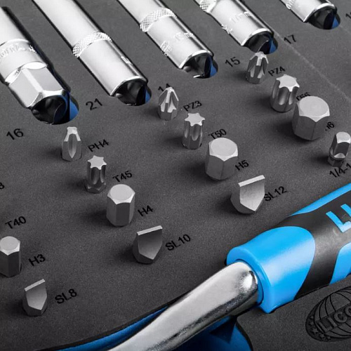 Набор инструмента 144 предм (1/4", 1/2") 6-гран. в ложементе EVA Licota Набор инструмента 144 предм (1/4", 1/2") 6-гран. в ложементе EVA Licota