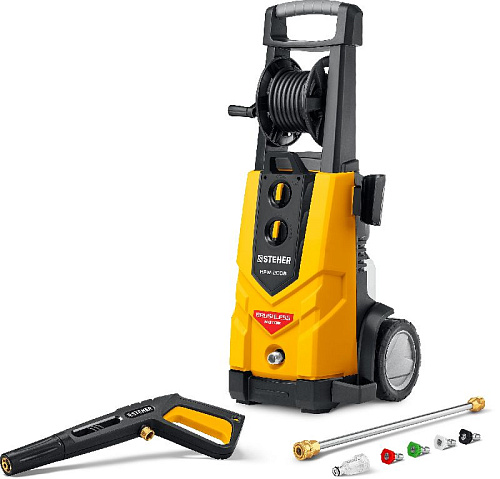 Минимойка электрическая 2600 Вт, 200 Атм, 550 л/ч, колеса STEHER Минимойка электрическая 2600 Вт, 200 Атм, 550 л/ч, колеса STEHER