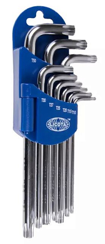 Набор ключей TORX угловых Т10-Т50 (9 шт) экстрадлинные Licota Набор ключей TORX угловых Т10-Т50 (9 шт) экстрадлинные Licota