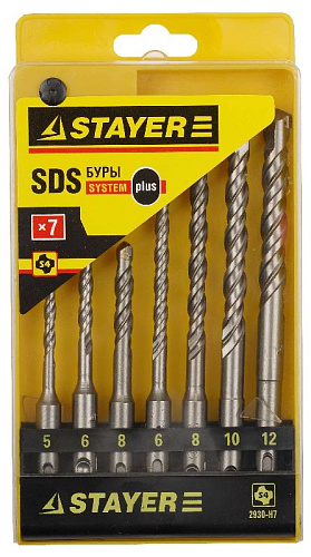 Набор буров SDS-plus 5-6-8*110 мм, 6-8-10-12*160 мм (7 шт.) STAYER PROFI Набор буров SDS-plus 5-6-8*110 мм, 6-8-10-12*160 мм (7 шт.) STAYER PROFI