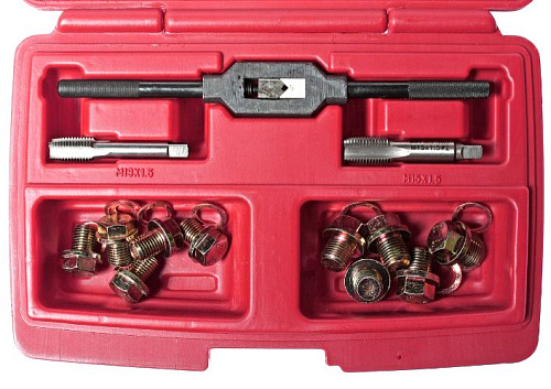 Набор для восстановления резьбы маслянной пробки 12 мм и 14 мм (в кейсе) JTC Набор для восстановления резьбы маслянной пробки 12 мм и 14 мм (в кейсе) JTC