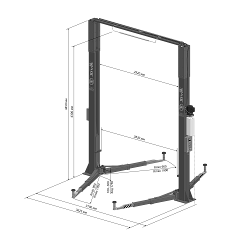 Подъемник 2-стоечный 5,0 т с верхней синхронизацией 4447 мм 380 В SIVIK ПГА-5000/1 Подъемник 2-стоечный 5,0 т с верхней синхронизацией 4447 мм 380 В SIVIK ПГА-5000/1