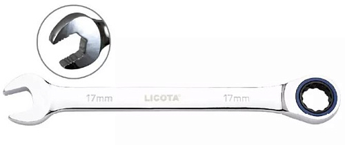 Ключ комбинированный трещоточный 8 мм 100 зубьев CrV Licota Ключ комбинированный трещоточный 8 мм 100 зубьев CrV Licota