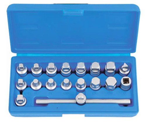 Набор головок для отворачивания масляных пробок 18 предм Licota Набор головок для отворачивания масляных пробок 18 предм Licota