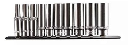 Набор головок торцевых глубоких 5-14 мм (1/4") 6 гр., 10 шт. на линейке Licota Набор головок торцевых глубоких 5-14 мм (1/4") 6 гр., 10 шт. на линейке Licota