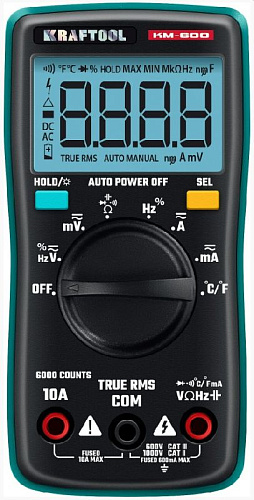 Мультиметр цифровой (измерение температуры) KRAFTOOL KM-600 Мультиметр цифровой (измерение температуры) KRAFTOOL KM-600
