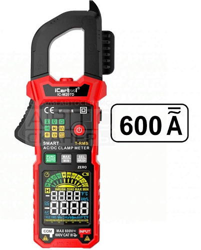 Клещи токоизмерительные 600A, 600В, 60 МОм, 30 мм, постоянный/переменный ток, смарт TrueRM iCarTool Клещи токоизмерительные 600A, 600В, 60 МОм, 30 мм, постоянный/переменный ток, смарт TrueRM iCarTool