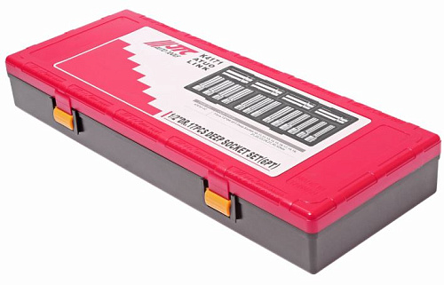 Набор головок торцевых глубоких 10-32 мм (1/2") 6 гр., 17 предм. в ложемент-кейсе JTC Набор головок торцевых глубоких 10-32 мм (1/2") 6 гр., 17 предм. в ложемент-кейсе JTC