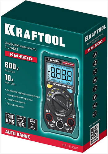 Мультиметр цифровой (измерение температуры) KRAFTOOL KM-500 Мультиметр цифровой (измерение температуры) KRAFTOOL KM-500