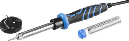 Паяльник 220 В/ 60 Вт с керамическим нагревателем, конус, припой и подставка в наборе ЗУБР Паяльник 220 В/ 60 Вт с керамическим нагревателем, конус, припой и подставка в наборе ЗУБР