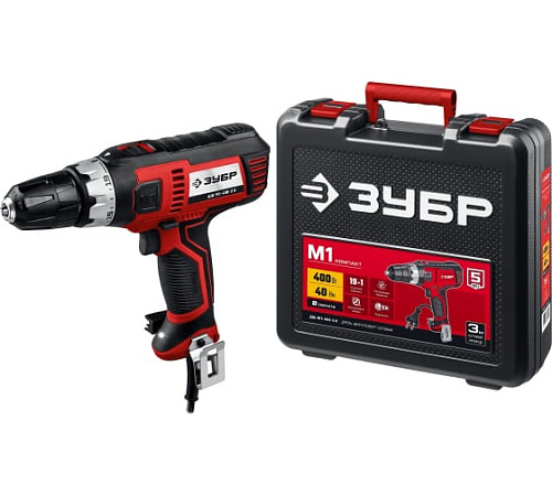 Дрель-шуруповерт сетевая, 400 Вт, 0-450/0-1800 об/мин, в кейсе ЗУБР Дрель-шуруповерт сетевая, 400 Вт, 0-450/0-1800 об/мин, в кейсе ЗУБР