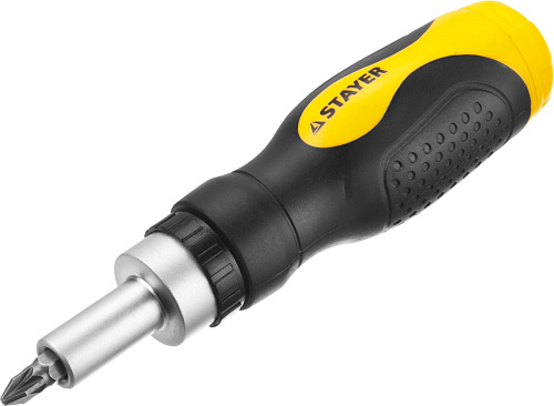 Отвертка реверсивная с головками и битами 46 предм STAYER Отвертка реверсивная с головками и битами 46 предм STAYER