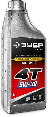 Масло для 4-х тактных двигателей 1 л полусинтетическое ЗУБР EXTRA 4Т-5W30 Масло для 4-х тактных двигателей 1 л полусинтетическое ЗУБР EXTRA 4Т-5W30