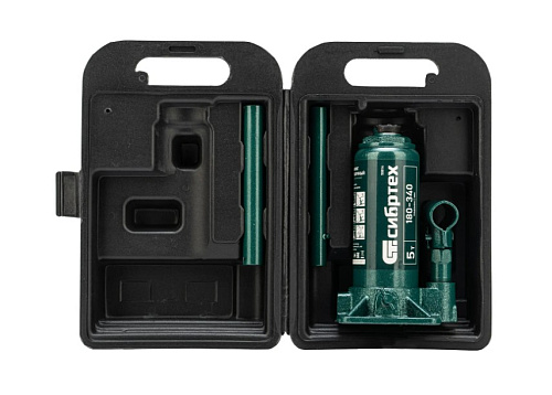 Домкрат бутылочный 5 т 180-340 мм в пластиковом кейсе Сибртех Домкрат бутылочный 5 т 180-340 мм в пластиковом кейсе Сибртех