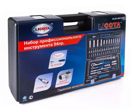 Набор инструмента 94 предм. (1/2", 1/4") 6-гр, в кейсе Licota Набор инструмента 94 предм. (1/2", 1/4") 6-гр, в кейсе Licota