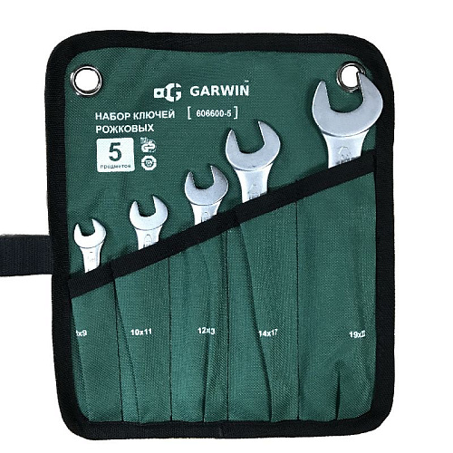 Набор ключей рожковых 8-22 мм (5 шт) в сумке-скрутке GARWIN Набор ключей рожковых 8-22 мм (5 шт) в сумке-скрутке GARWIN