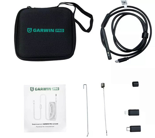 Видеоэндоскоп под смартфон управляемый зонд гибкий 1 м, двойная камера 8 мм GARWIN Видеоэндоскоп под смартфон управляемый зонд гибкий 1 м, двойная камера 8 мм GARWIN