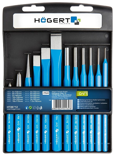 Набор ударно-режущего инструмента 12 предм. HOEGERT Набор ударно-режущего инструмента 12 предм. HOEGERT