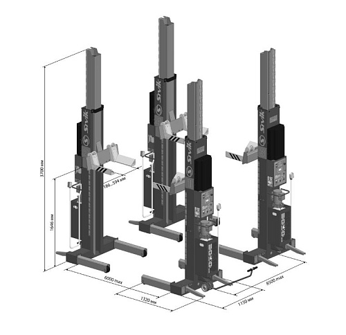 Подъемник передвижной электрогидравлический г/п 30 т, 4 стойки СИВИК ПГП-30000/4 Подъемник передвижной электрогидравлический г/п 30 т, 4 стойки СИВИК ПГП-30000/4